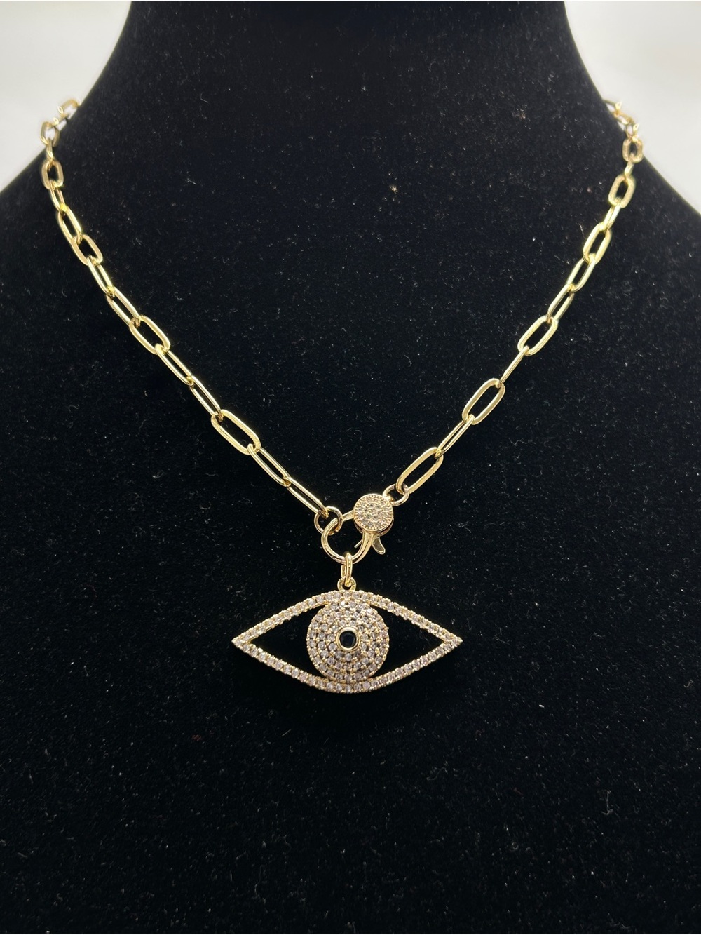 Eye Candy LA, Addison Evil Eye Gold Necklace, Crystals
